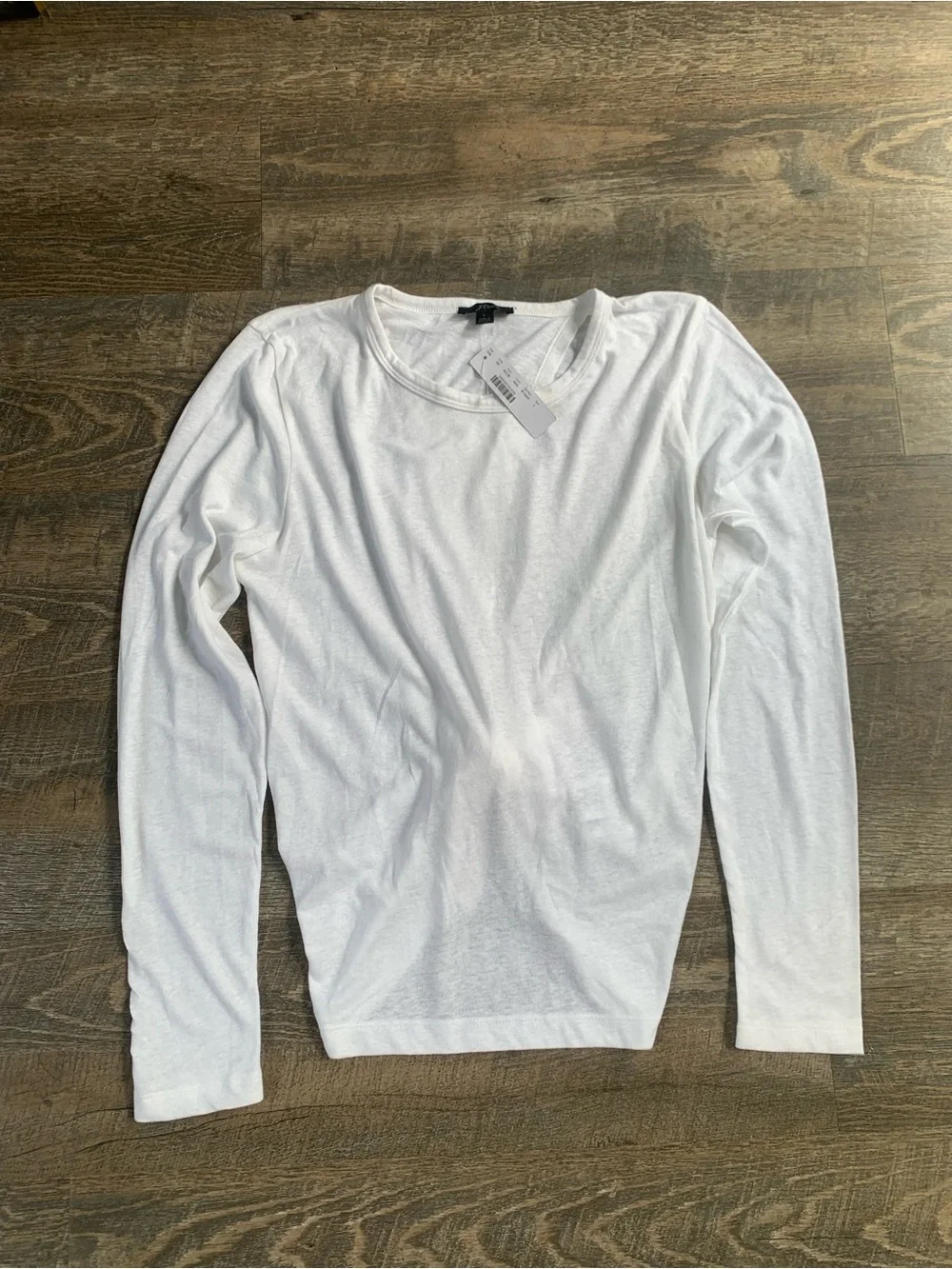 Classic JCrew Women's Long-Sleeve Athlesuirw Crewneck Top - White